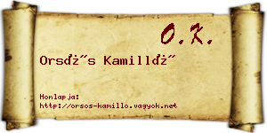 Orsós Kamilló névjegykártya